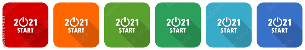 Leinwandbilder new year 2021 icon set, flat design vector illustration in 6 colors options for webdesign and mobile