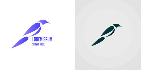 Bird and brush logo design vector illustration.Bird logo design Template 