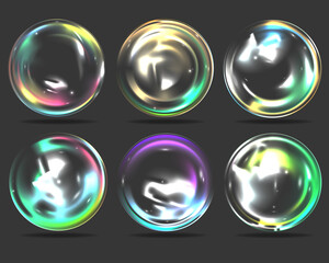 Realistic soap bubbles with rainbow reflection