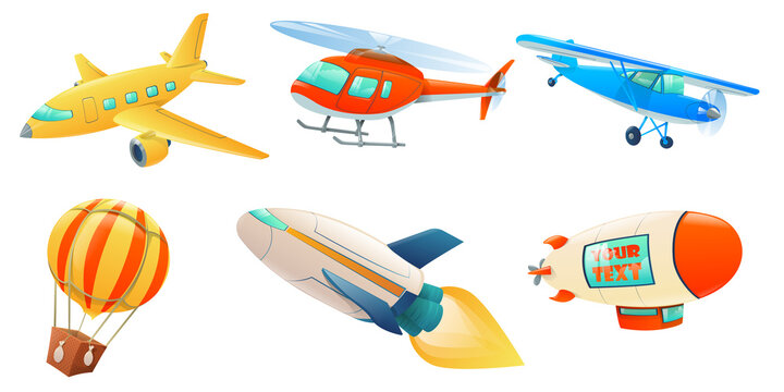 Collection of cartoon air transportation