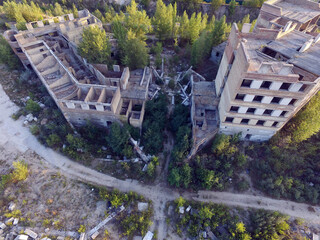 Abandoned construction site of Hospital. (aerial drone image)Abandoned at 1991,during Ukrainian undependence crisis. Kiev Region,Ukraine