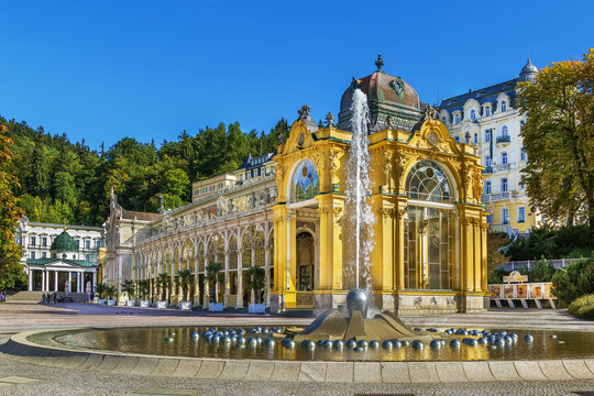 Main Spa Colonnade in Marianske Lazne, Czech republic. Neo-Baroque colonnade was built between 1888 and 1889.