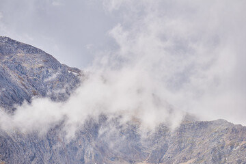 foggy mountain peak in the clouds