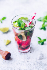 Summer refreshing drink with rhubarb