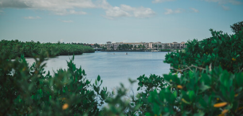 walking down the bridge of Baker park in Naples Florida in southwest Florida public park 