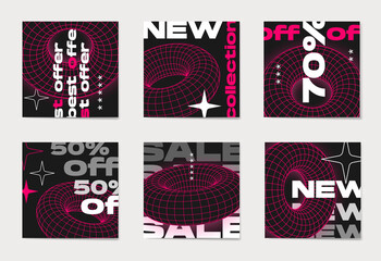 Social media post templates. A set of abstract backgrounds with geometric elements.