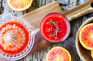 Preparation of Sicilian blood oranges juice