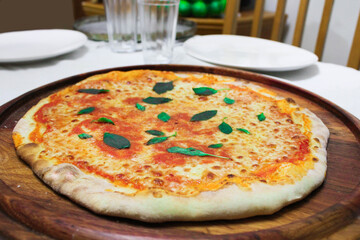 Fresh Homemade Pizza in table