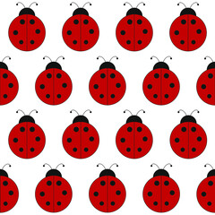 Pattern of ladybirds on a white background