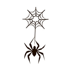 halloween silhouette clipart spiders and cobweb black on white background elements