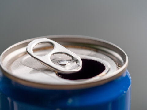 Close Up View On Empty Blue Recycling Can