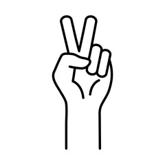 peace and love hand line style icon design of Hippie art and creative theme Vector illustration