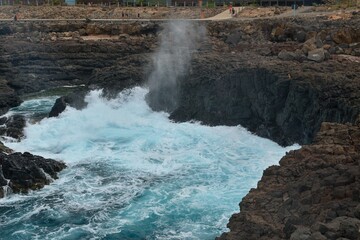 Buracona (Magic Eye). Tourist attraction on the island of Sal (Cape Verde).