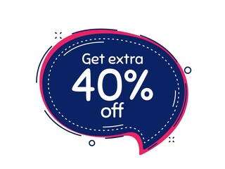Get Extra 40% off Sale. Thought bubble vector banner. Discount offer price sign. Special offer symbol. Save 40 percentages. Dialogue or thought speech balloon shape. Vector