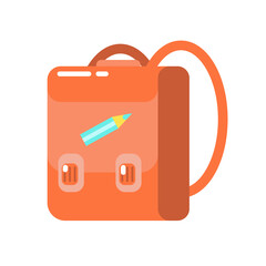 School bag in flat style isolated on a white background. Back to school theme. Vector illustration.