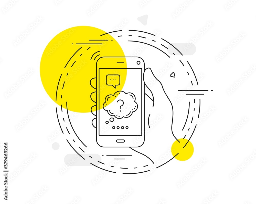 Poster question mark line icon. mobile phone vector button. quiz chat bubble sign. question mark line icon.