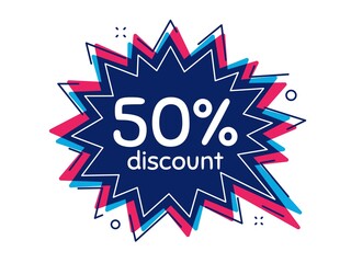 50% Discount. Thought bubble vector banner. Sale offer price sign. Special offer symbol. Dialogue or thought speech balloon shape. Discount chat think speech bubble. Infographic cloud message. Vector