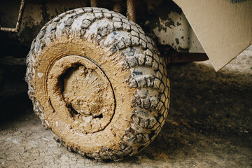 armored personnel carrier wheels in the mud