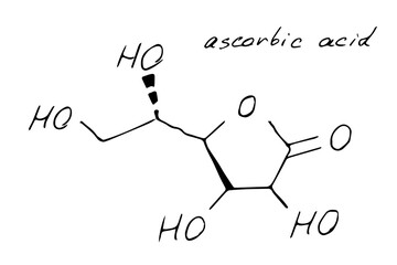 Ascorbic Acid Chemistry Molecule Formula Hand Drawn Imitation