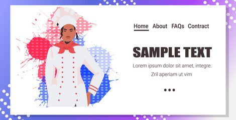 chef in uniform with USA flag happy labor day celebration online communication self isolation concept horizontal copy space portrait vector illustration