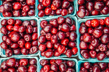 red cherries background