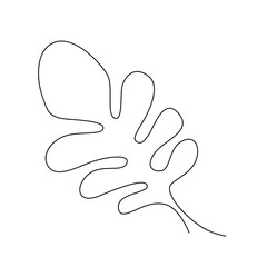 One Line Drawing Oak Leaf. Minimal One Line Drawing
