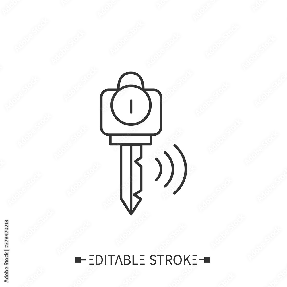 Aufkleber smart key line icon. outline drawing. modern security automatic key. digital smart technologies conc