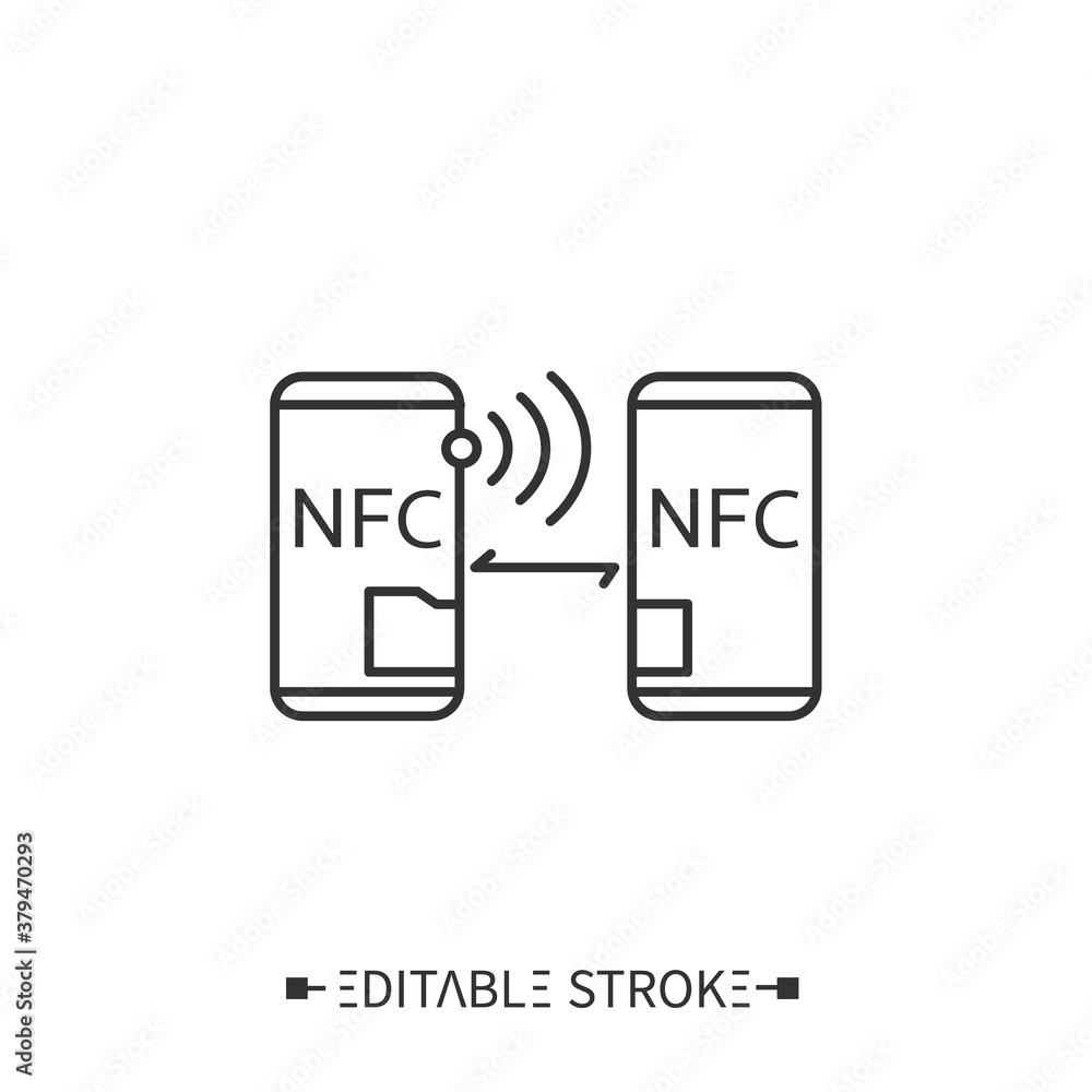 Aufkleber nfc technology line icon. near field communication. easy speed wireless data exchange. digital smart