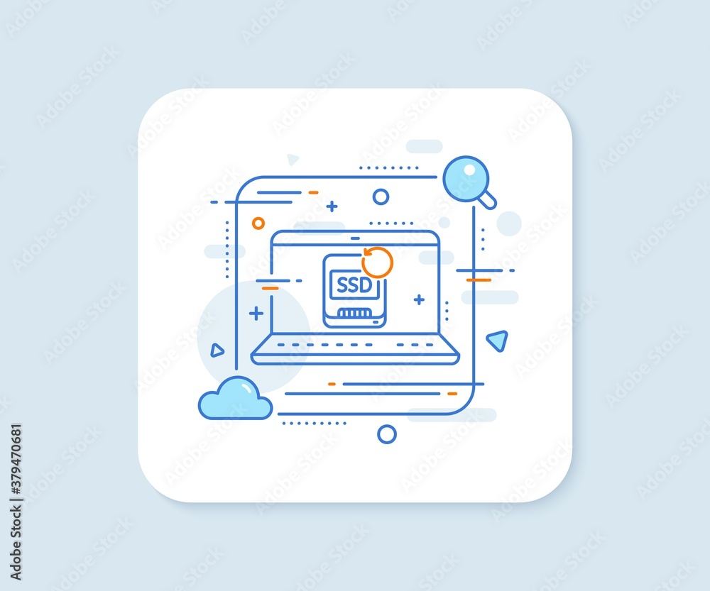 Poster recovery ssd line icon. abstract vector button. backup data sign. restore information symbol. recove