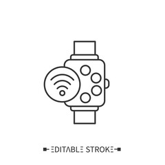 Smart watch line icon. Smart modern device and accessory. NFC wristwatch. Digital smart technologies concept. Isolated vector illustration.Editable stroke