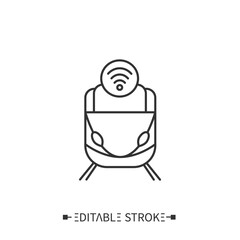 Smart train icon. Intelligent transport. Digital smart technologies concept. Modern smart train vector line illustration. Outline drawing. Isolated vector illustration. Editable stroke 