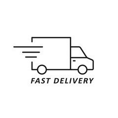 Delivery Truck line icon on white background. Fast delivery Vector isolated transportation illustration