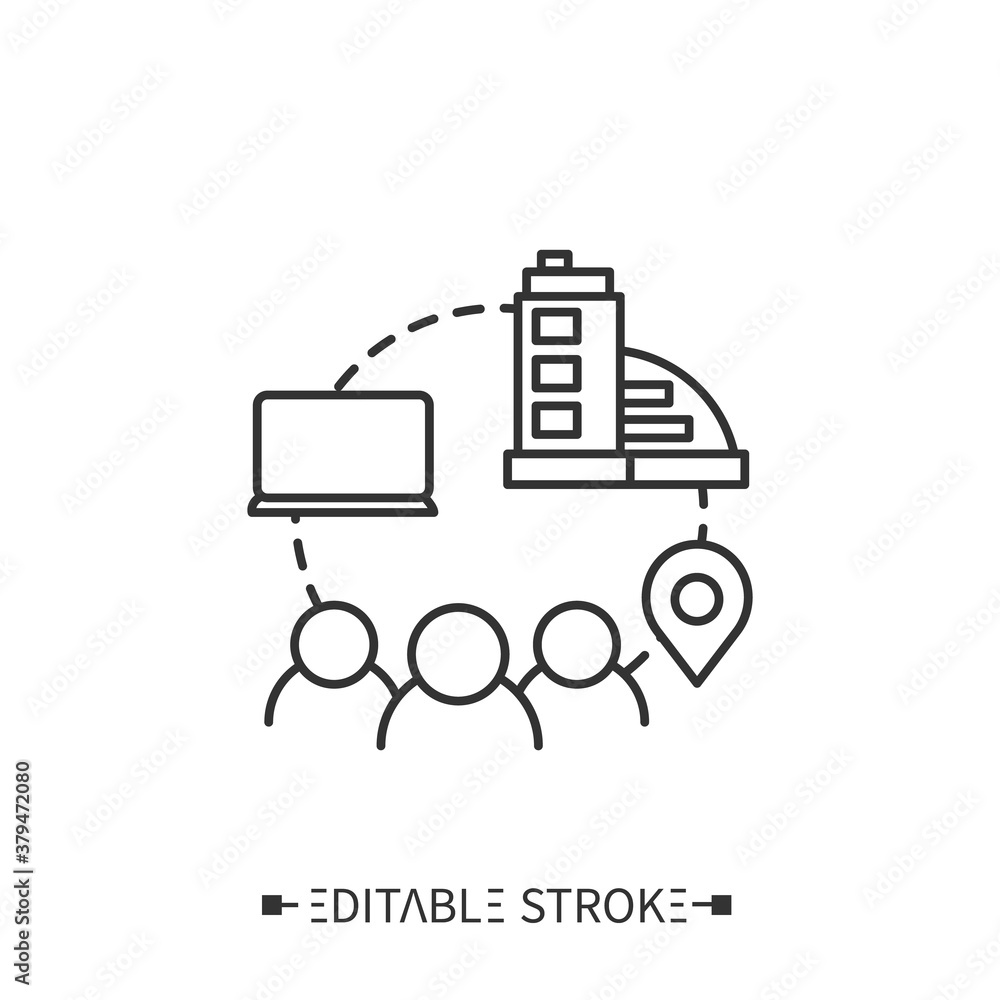 Poster logistics management line icon. digital technologies in modern management.smart business. digital sm