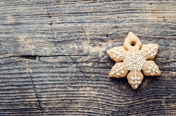 Christmas fir tree on wooden background