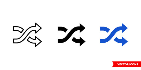 Intertwined arrows icon of 3 types color, black and white, outline. Isolated vector sign symbol.