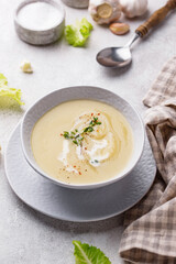 Healthy vegan cauliflower cream soup