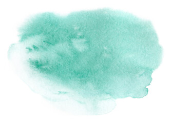 Abstract hand drawn green watercolor fill with stains