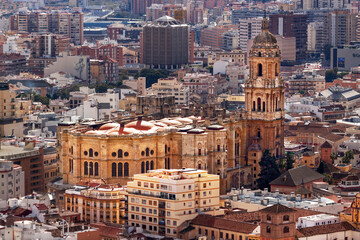 Malaga, Spain: view on the cathedral from the Gibralfaro mountain