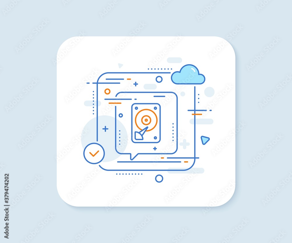 Poster hdd icon. abstract vector button. hard disk storage sign. hard drive memory symbol. hdd line icon. s