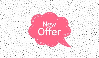 New offer. Pink speech bubble on polka dot pattern. Special price sign. Advertising Discounts symbol. Thought speech balloon on polka dot background. New offer chat think thought bubble. Vector