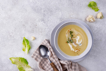 Healthy vegan cauliflower cream soup