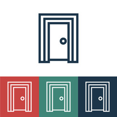 Linear vector icon with door