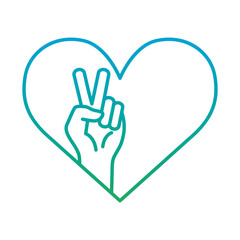 peace and love hand in heart degraded style icon design of Hippie art and creative theme Vector illustration
