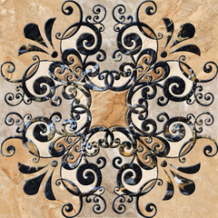 Fototapeta na wymiar Digital tile design ceramic wall damask decoration