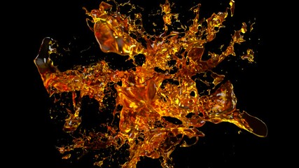 Spectacular splash of beer in slow motion on isolated black background - Powered by Adobe