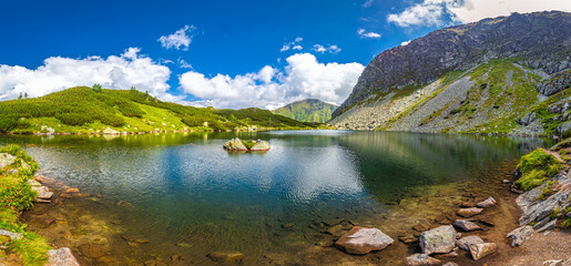 Fototapeta na wymiar Mountain lake in Rohace area of the Tatra National Park, Slovakia, Europe.