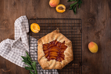 Sweet homemade galette pie with apricots