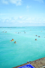 Fototapeta na wymiar Waikiki Beach local swimming scene