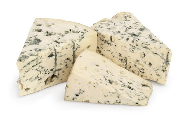 Blue cheese isolated on white background with clipping path and full depth of field.