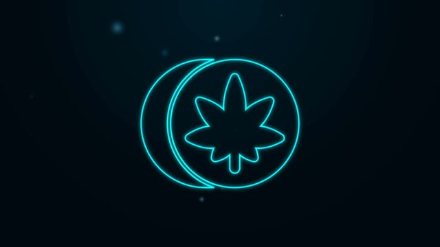 Glowing neon line Herbal ecstasy tablets icon isolated on black background. 4K Video motion graphic animation